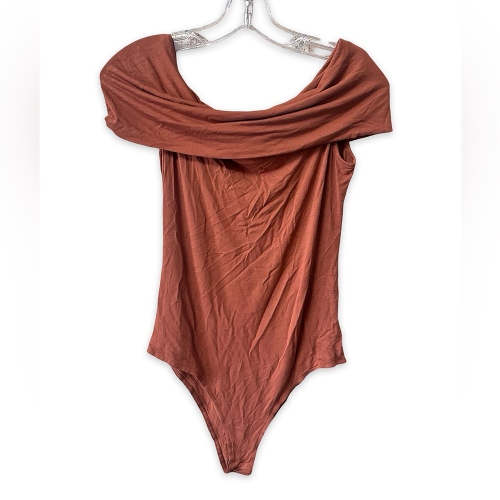 Revolve The Andamane Off the Shoulder Bodysuit Copper Rust Viscose Size Medium